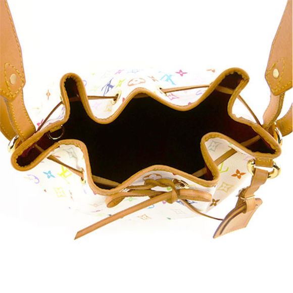 Louis Vuitton Petit Noe Monogram Multicolor Drawstring Shoulder Bag White - Picture 4 of 7